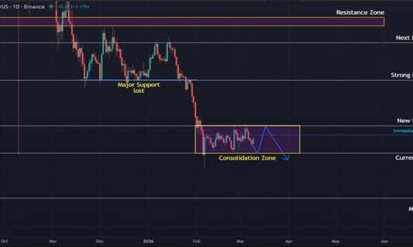 LINK Consolidating at $8.00 but Weakness Points to Further Downside